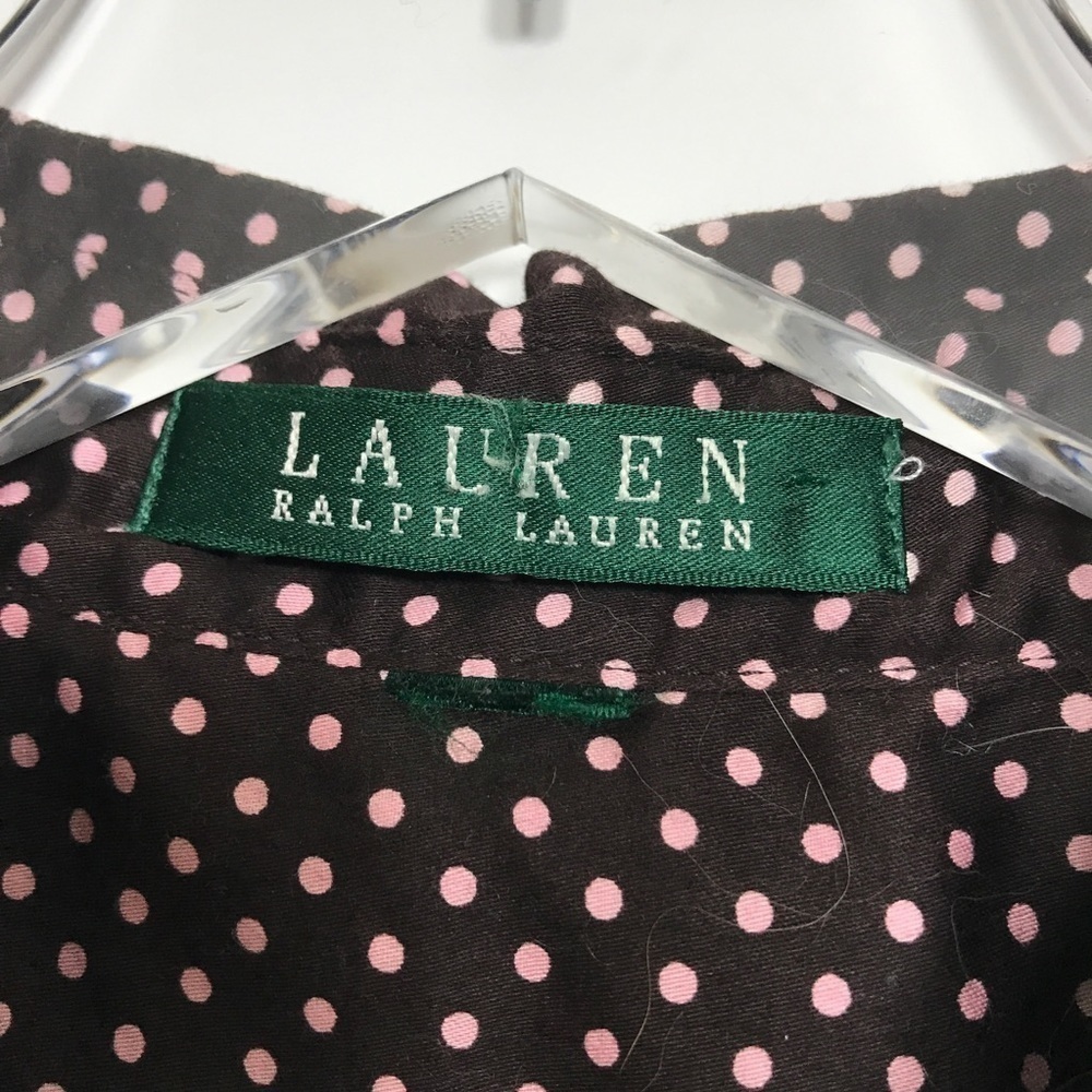 Lauren Ralph Lauren brown/pink polka dot shirt - Picture 7 of 8